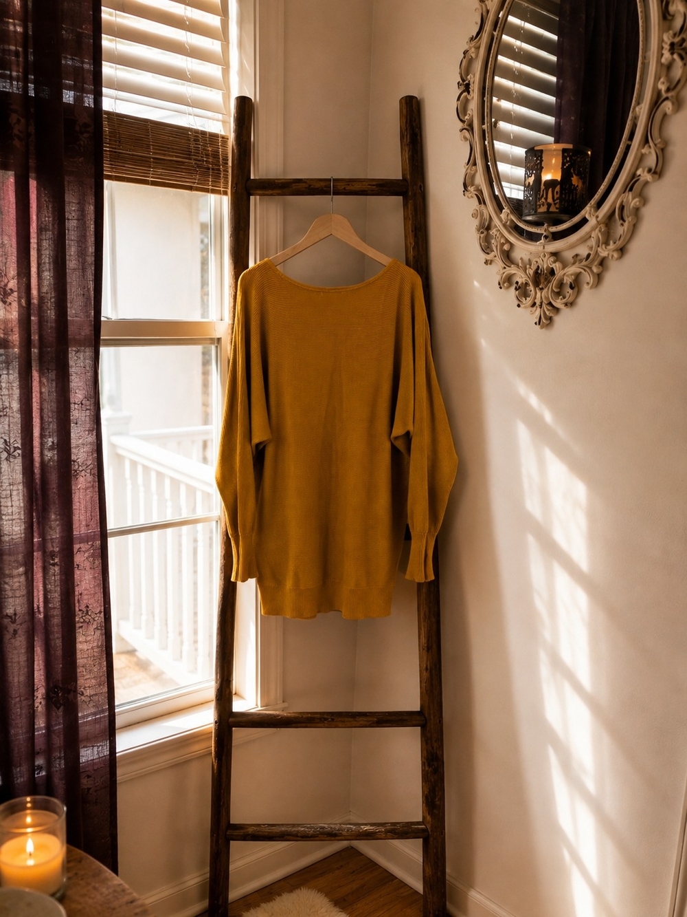 Mustard Yellow Knit Sweater Oversized Relaxed Fit Cozy Fall Pullover